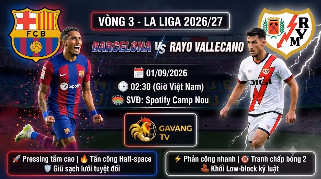 Nhận định Barcelona vs Rayo Vallecano 02h30 ngày 1/9: Sức ép tầm cao